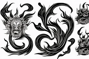 Hannya  Water Fire Lightning tattoo idea