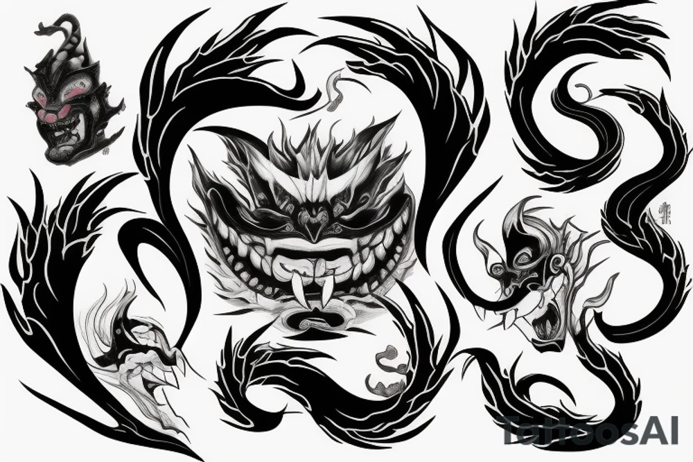 Hannya Venom  Water Fire Lightning tattoo idea