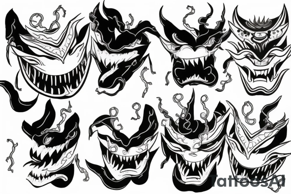 lightning breaks the Hannya mask tattoo idea