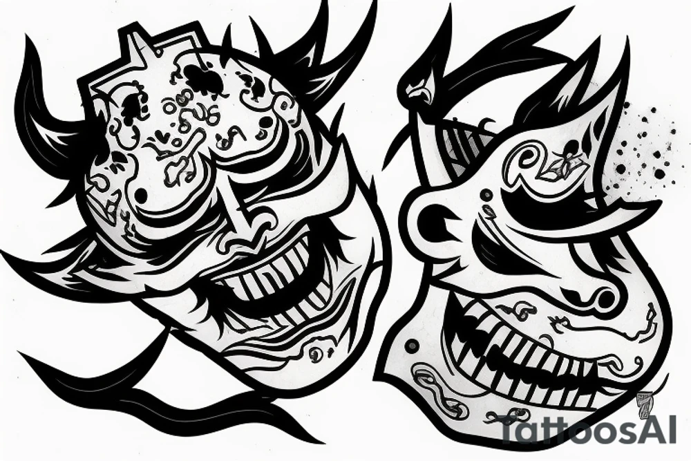 lightning breaks the Hannya mask tattoo idea