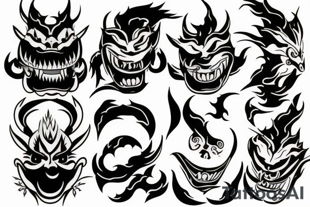 lightning breaks the Hannya mask and it burns tattoo idea lightning breaks the Hannya mask and it burns tattoo idea