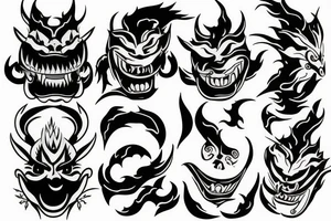 lightning breaks the Hannya mask and it burns tattoo idea