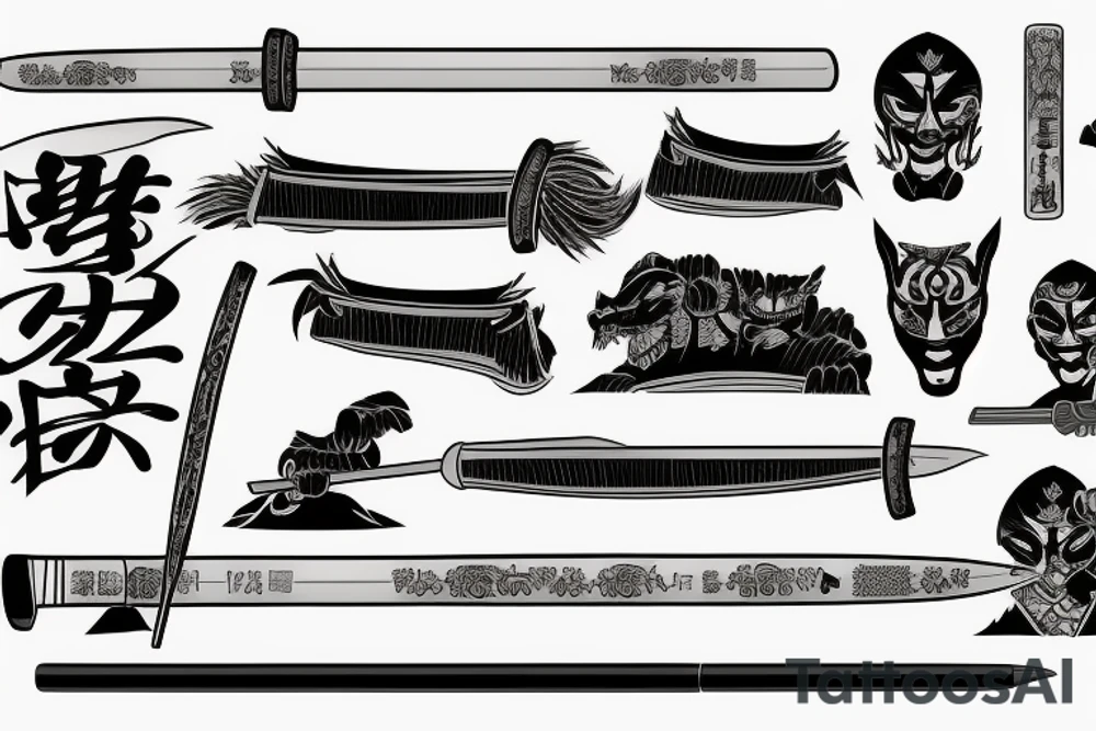 katana in stone tattoo idea