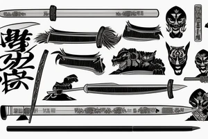 katana in stone tattoo idea