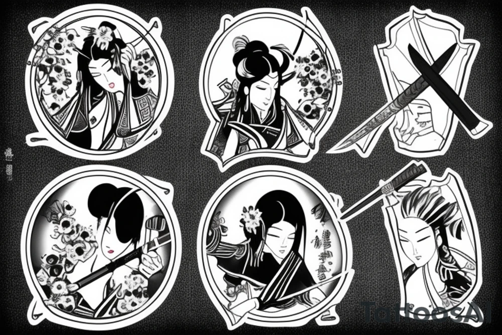 katana in stone tattoo idea