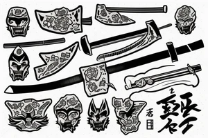 a katana stuck in a stone tattoo idea
