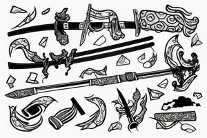 a katana stuck in a stone tattoo idea
