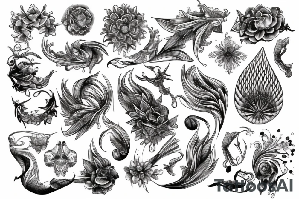Ornemental tattoo fine line symetrical tattoo idea