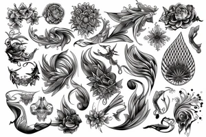 Ornemental tattoo fine line symetrical tattoo idea