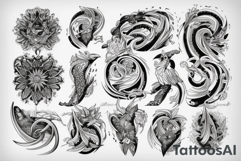 Ornemental tattoo fine line symetrical tattoo idea