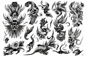 Ornemental tattoo fine line symetrical tattoo idea