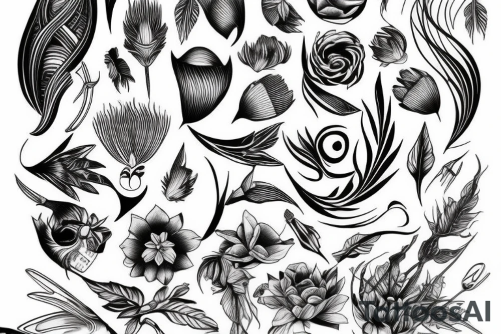 Ornemental tattoo fine line symetrical tattoo idea