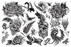 Ornemental tattoo fine line no fill  symetrical tattoo idea