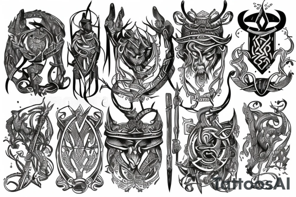 Ligne fine symétrique symbole viking tattoo idea