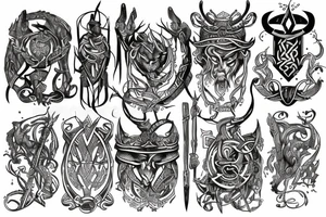 Ligne fine symétrique symbole viking tattoo idea