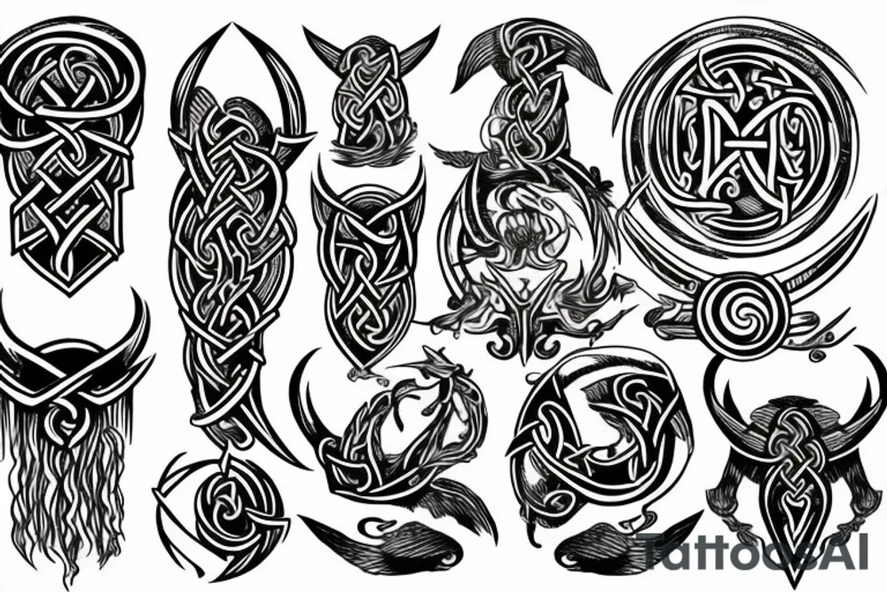 Ligne fine symétrique symbole viking tattoo idea