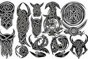Ligne fine symétrique symbole viking tattoo idea