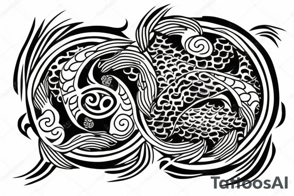 koi fish in the shape of a yin yang tattoo idea