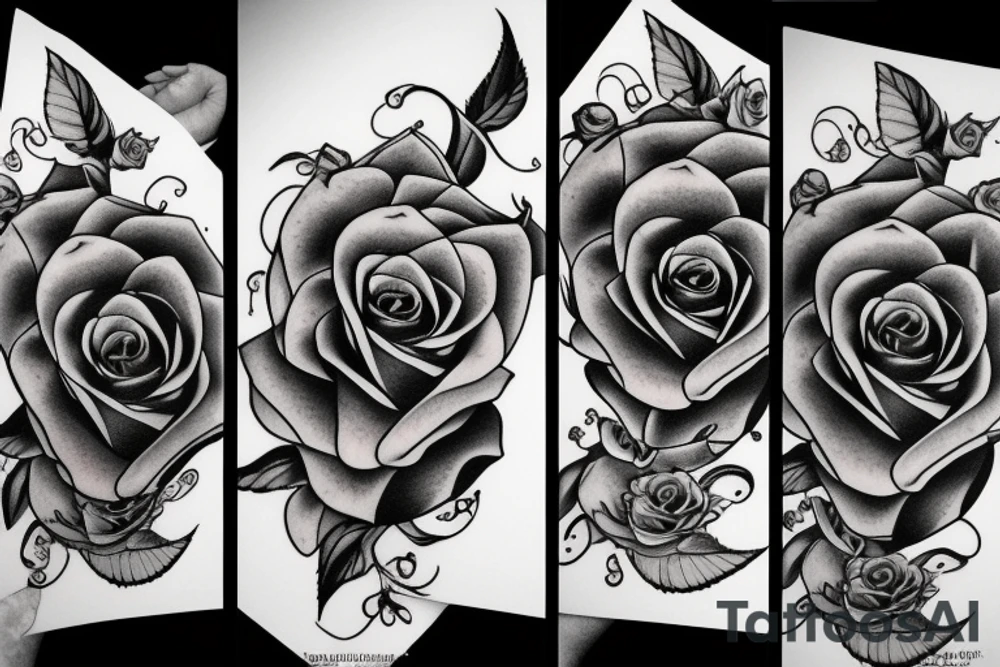 a rose in spaceship tattoo idea