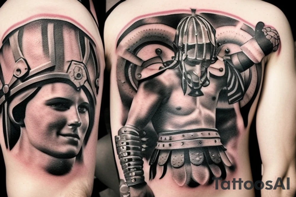 a gladiator in a arena tattoo idea