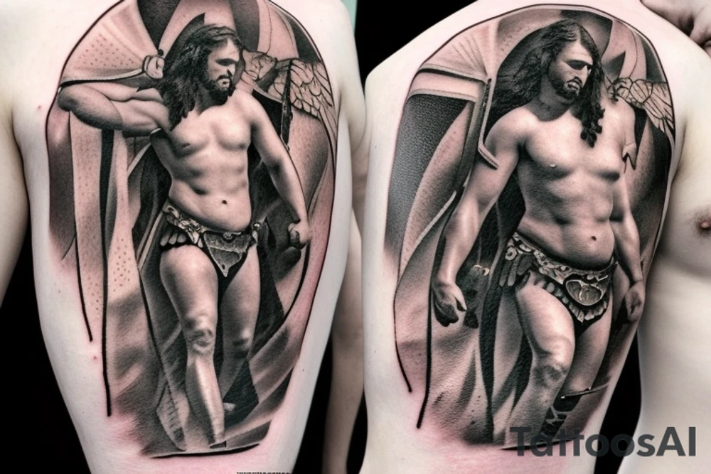 a gladiator in a arena tattoo idea