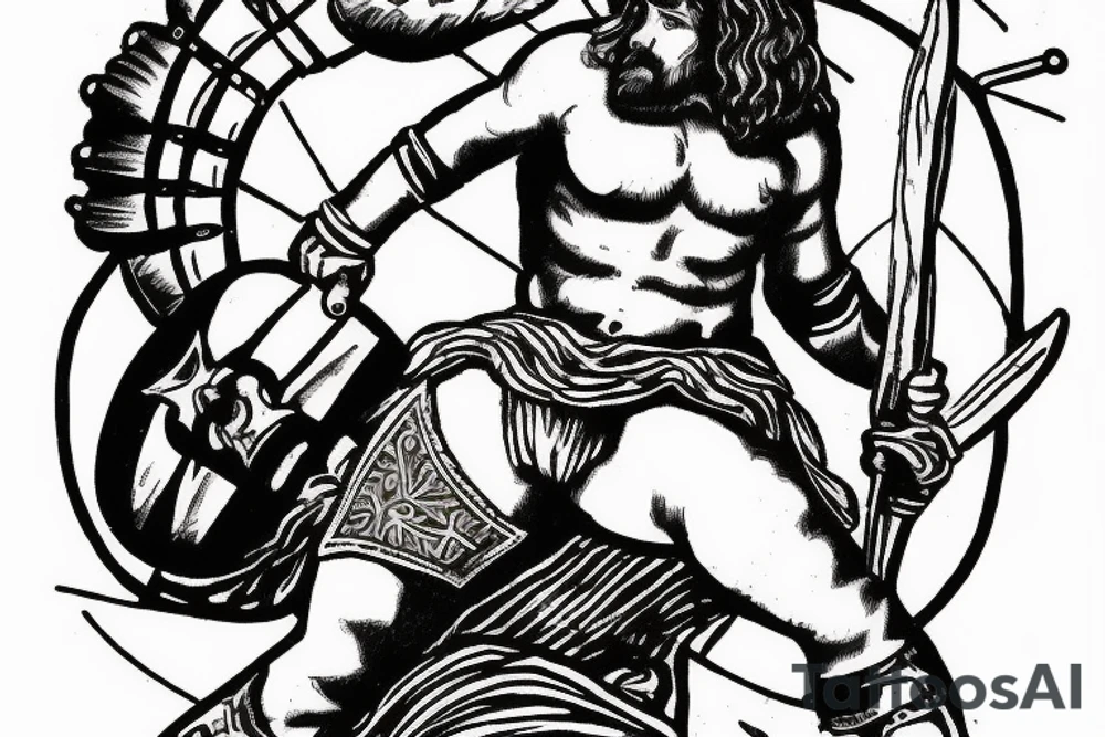a gladiator in a arena tattoo idea
