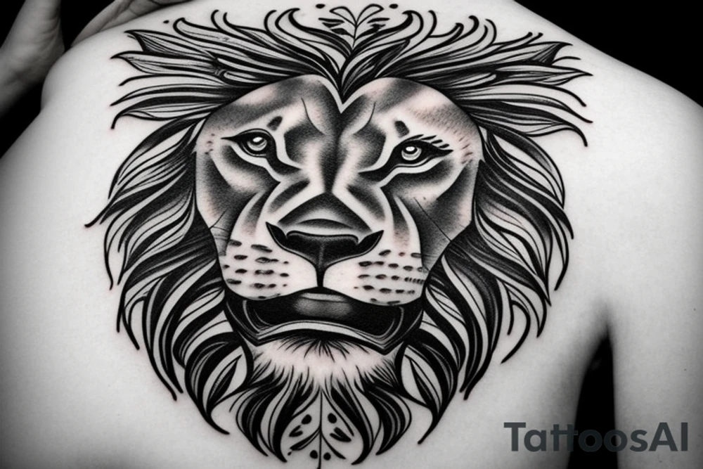 lion, umbrealla, stars tattoo idea