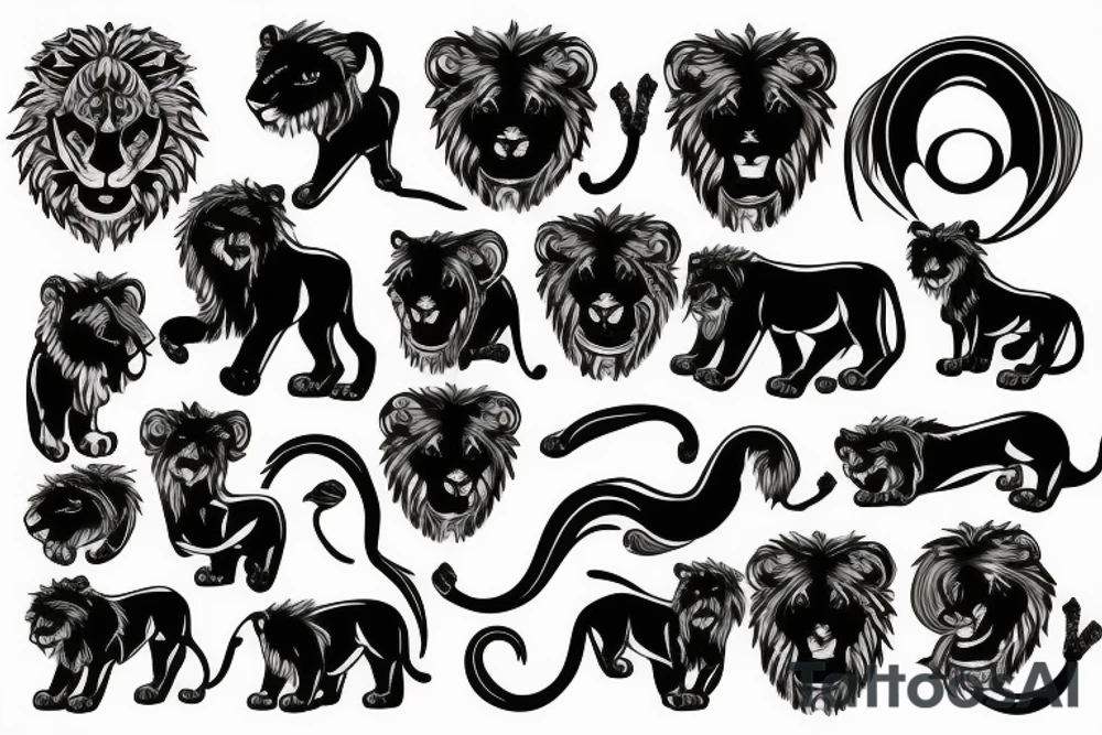black lion on the stage tattoo idea