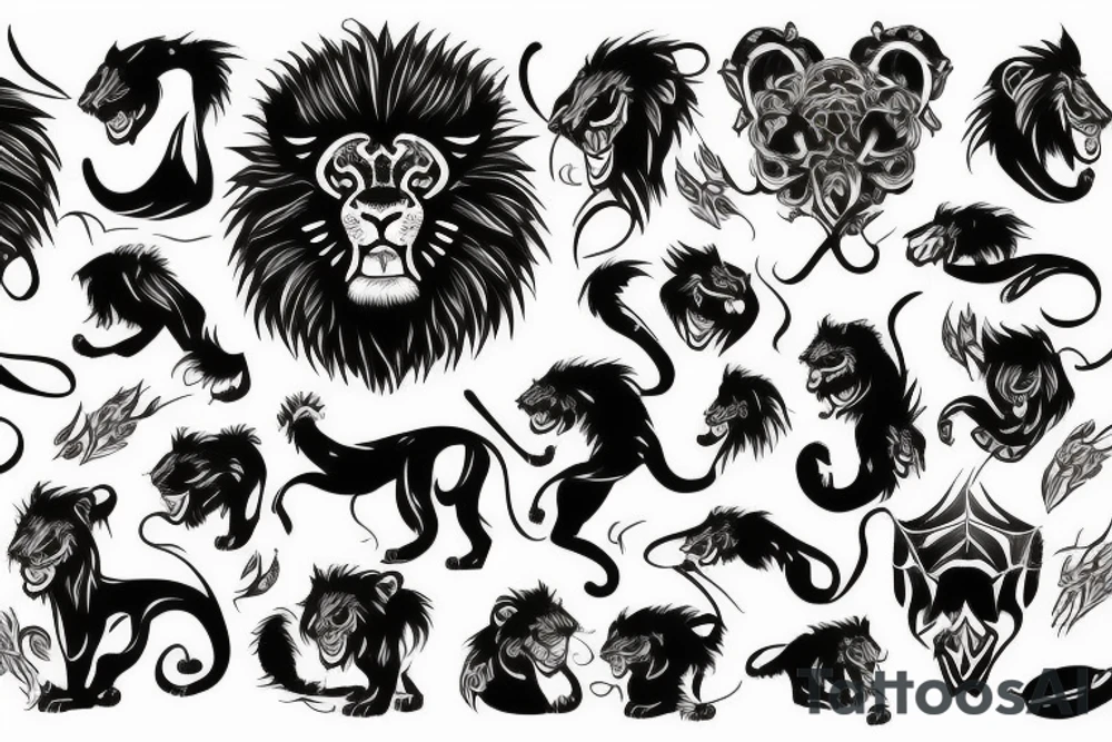 black lion on the stage tattoo idea