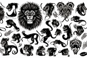 black lion on the stage tattoo idea