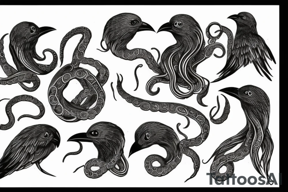 tentacles choking a crow tattoo idea
