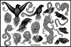 tentacles choking a crow tattoo idea