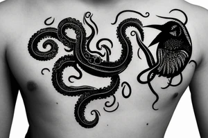 tentacles embracing a crow tattoo idea