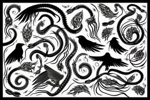 tentacles embracing a crow tattoo idea