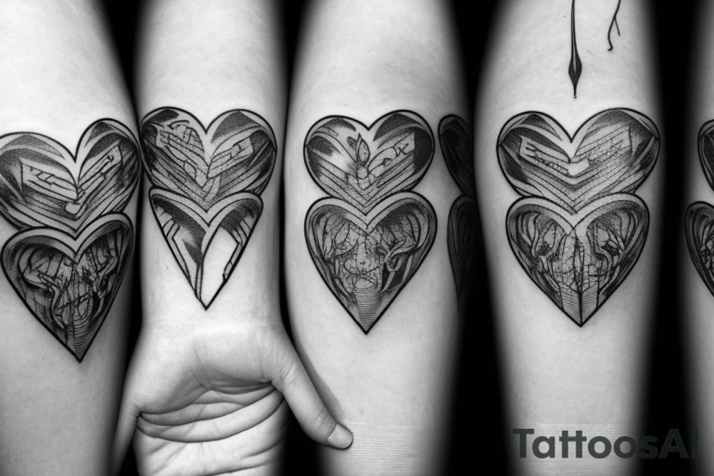 anatomical black heart torn in pieces tattoo idea