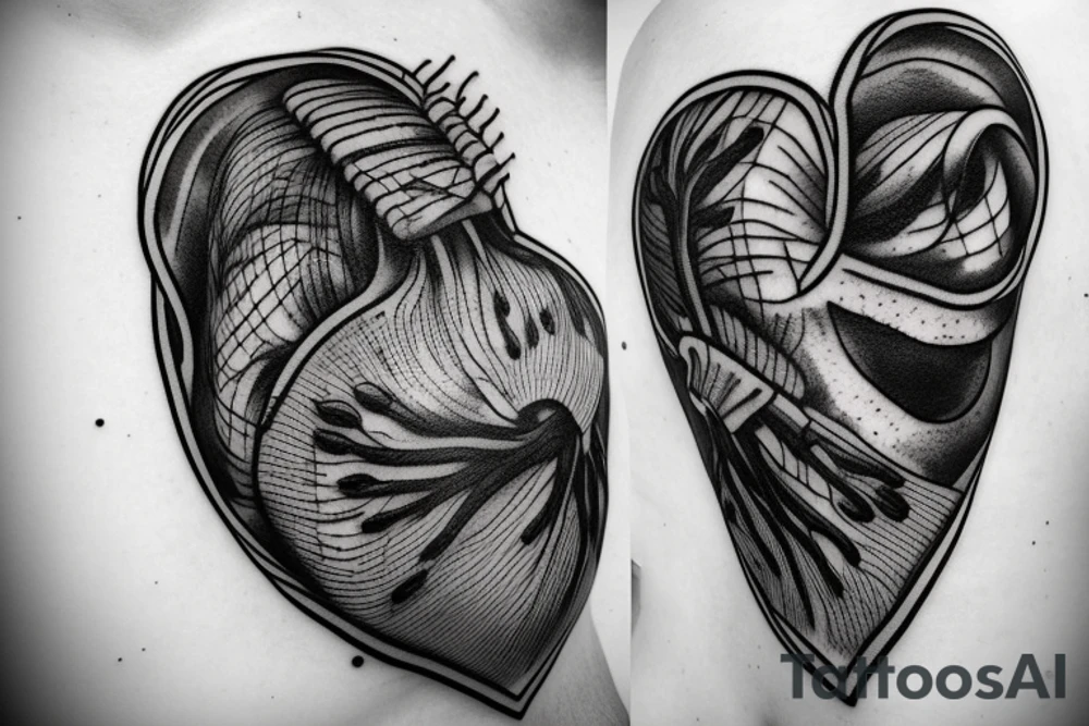 ripped anatomical black heart tattoo idea