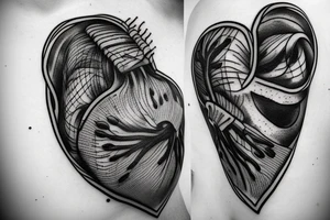 ripped anatomical black heart tattoo idea