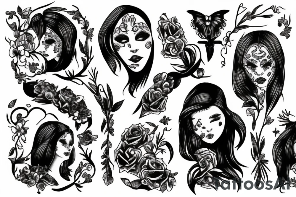 woman body grabbed by multiple hands tattoo idea