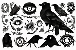 crow with three eyes tattoo idea