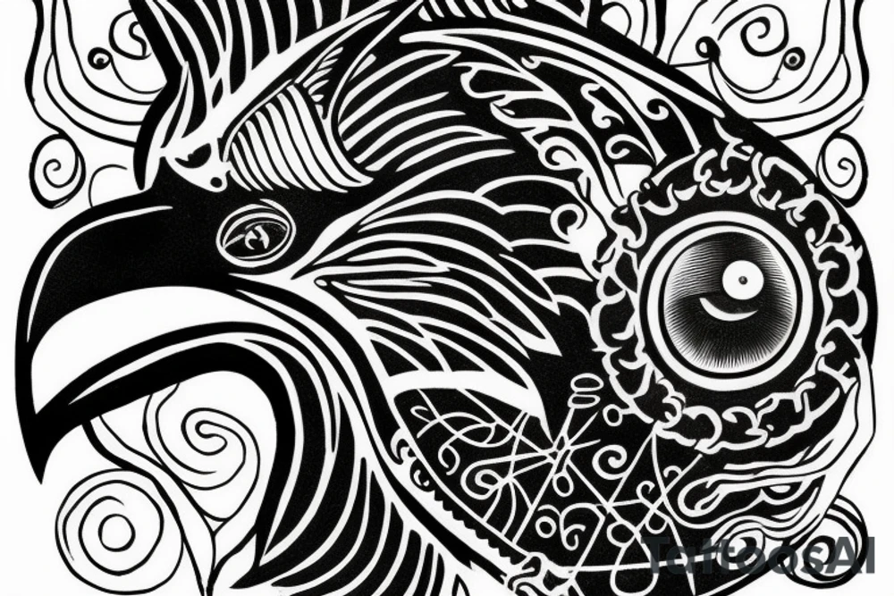 crow with three eyes tattoo idea