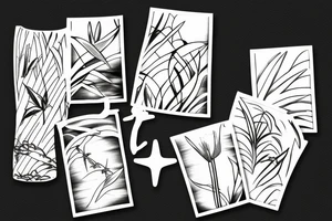 beach, bamboo, tulips, sun tattoo idea