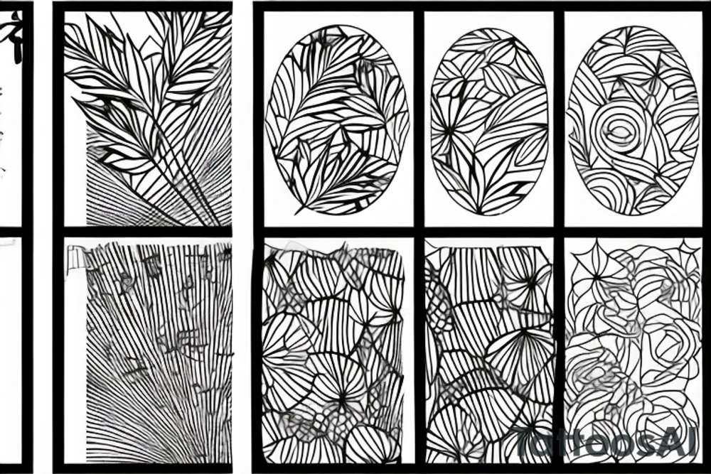 bamboo sticks, tulips, butterflies in a sun tattoo idea