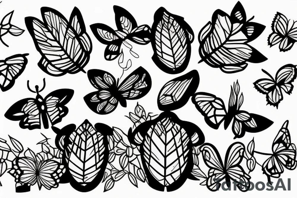 bamboo sticks, tulips, turtles and butterflies tattoo idea bamboo sticks, tulips, turtles and butterflies tattoo idea