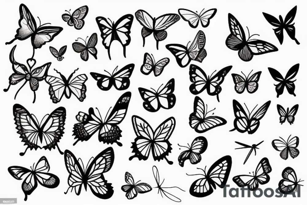 Bamboo sticks and butterflies tattoo idea
