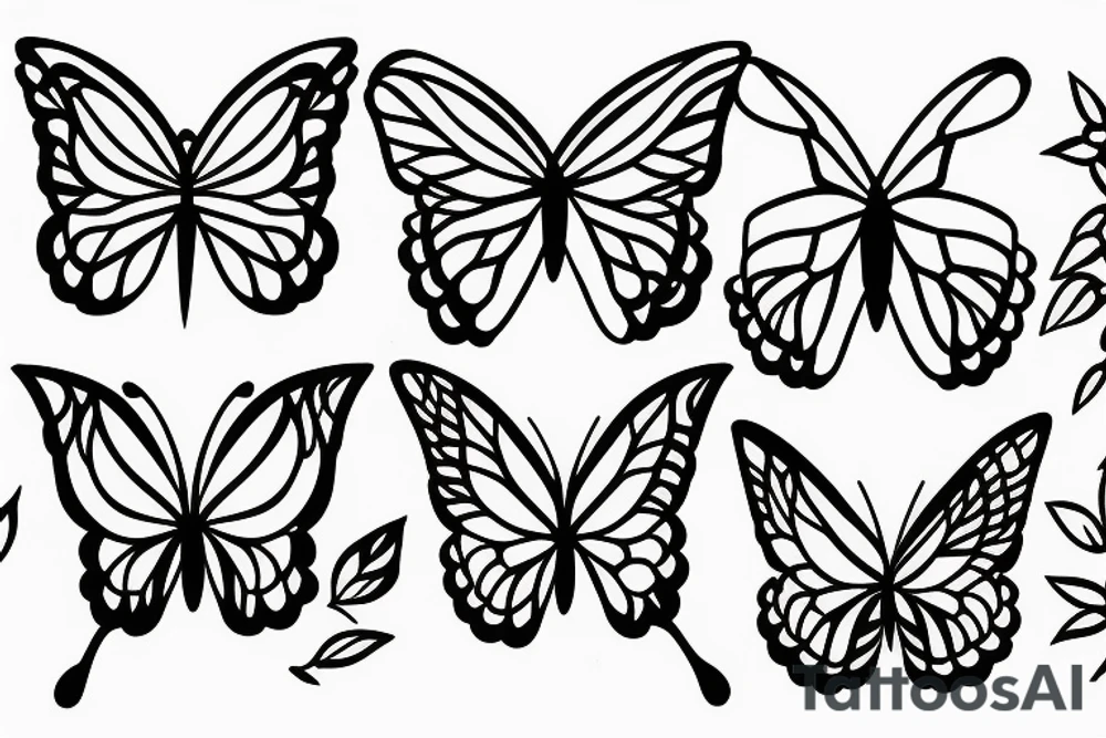 Bamboo sticks and butterflies tattoo idea