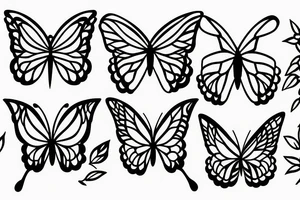 Bamboo sticks and butterflies tattoo idea
