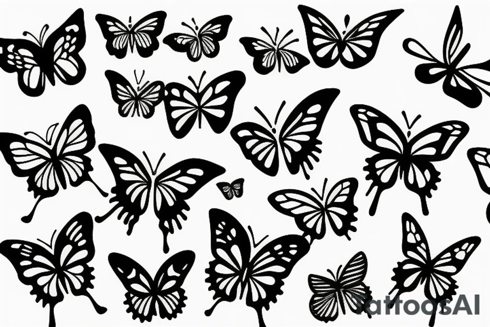 Butterflies flying arround bamboo sticks tattoo idea