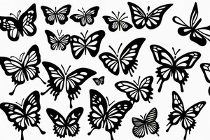 Butterflies flying arround bamboo sticks tattoo idea