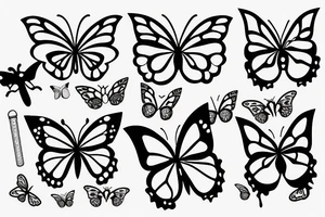 Butterflies flying arround bamboo sticks tattoo idea