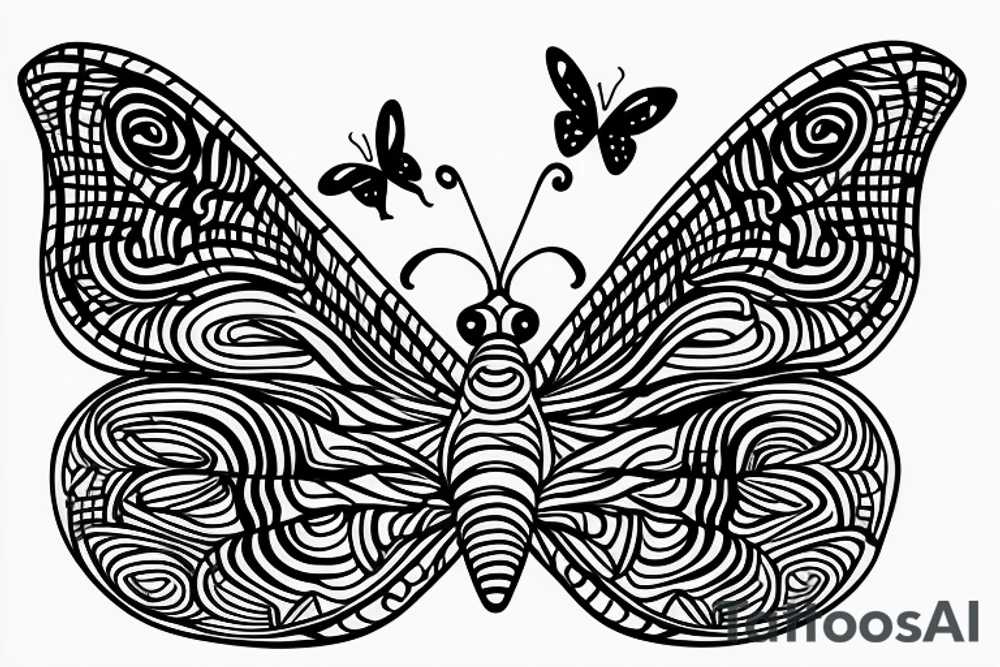 Butterflies flying around bamboo sticks tattoo idea
